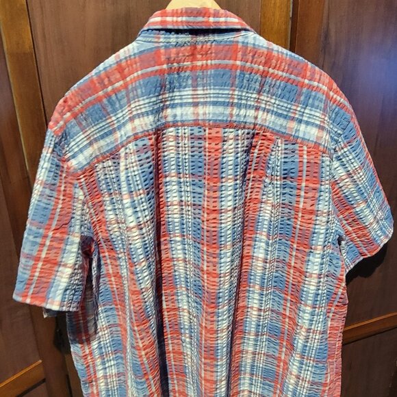 Oak Hill Cool & Dry Shirt Mens 2XL Red/Blue Short Sleeve Button Shirt - Picture 3 of 4